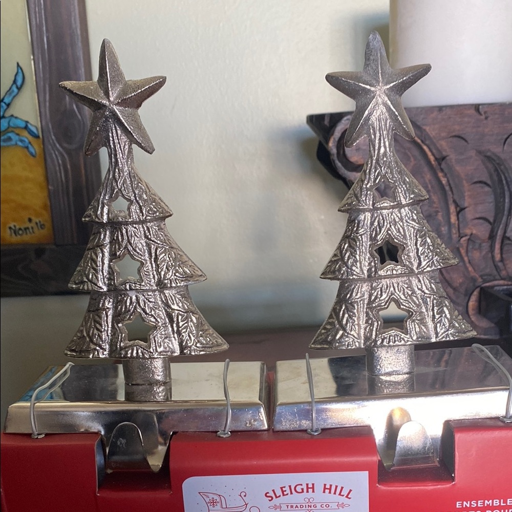 Heavy Metal silver tree stocking holders